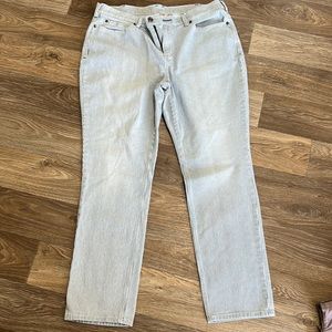 Womens 16 16/31 Duluth Trading Company striped denim pants stretch straight leg